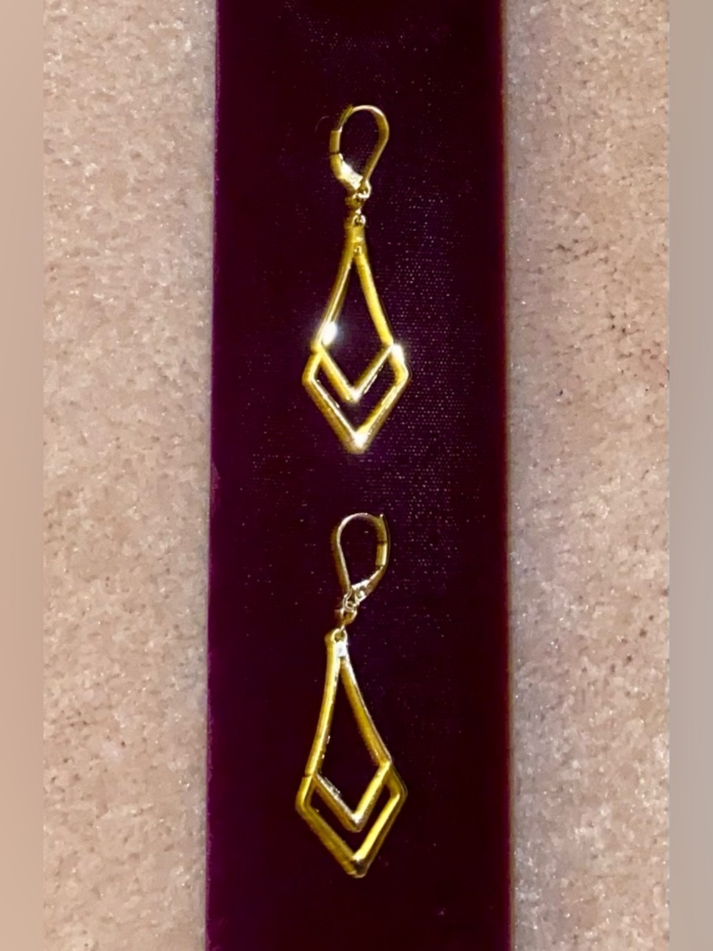 Earrings Gold Tone Geometric Drop